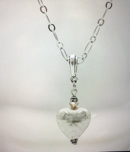 cool water jewelry NC358-180 Necklace: Sun & Snow Hammered Heart/Crystal