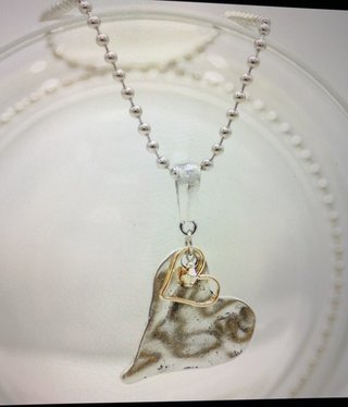 cool water jewelry NC359-180 Necklace: Sun & Snow Double Heart cool water jewelry NC359-180 Necklace: Sun & Snow Double Heart