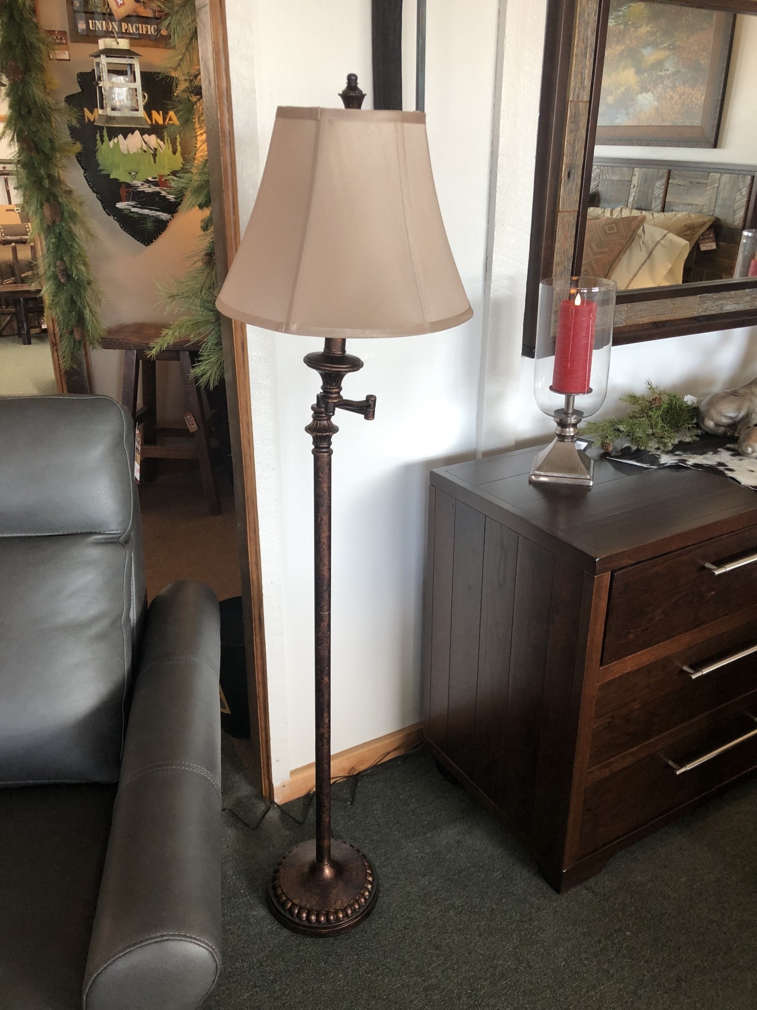 Crestview Barton Swing Arm Floor Lamp, 61.5H