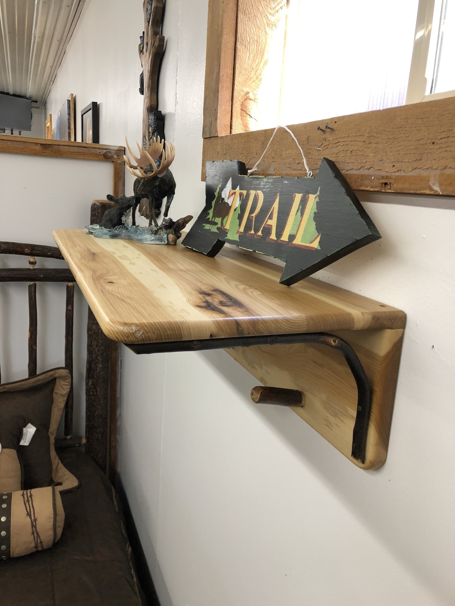 Co-ALBC 36" Hickory Shelf and wood hooks