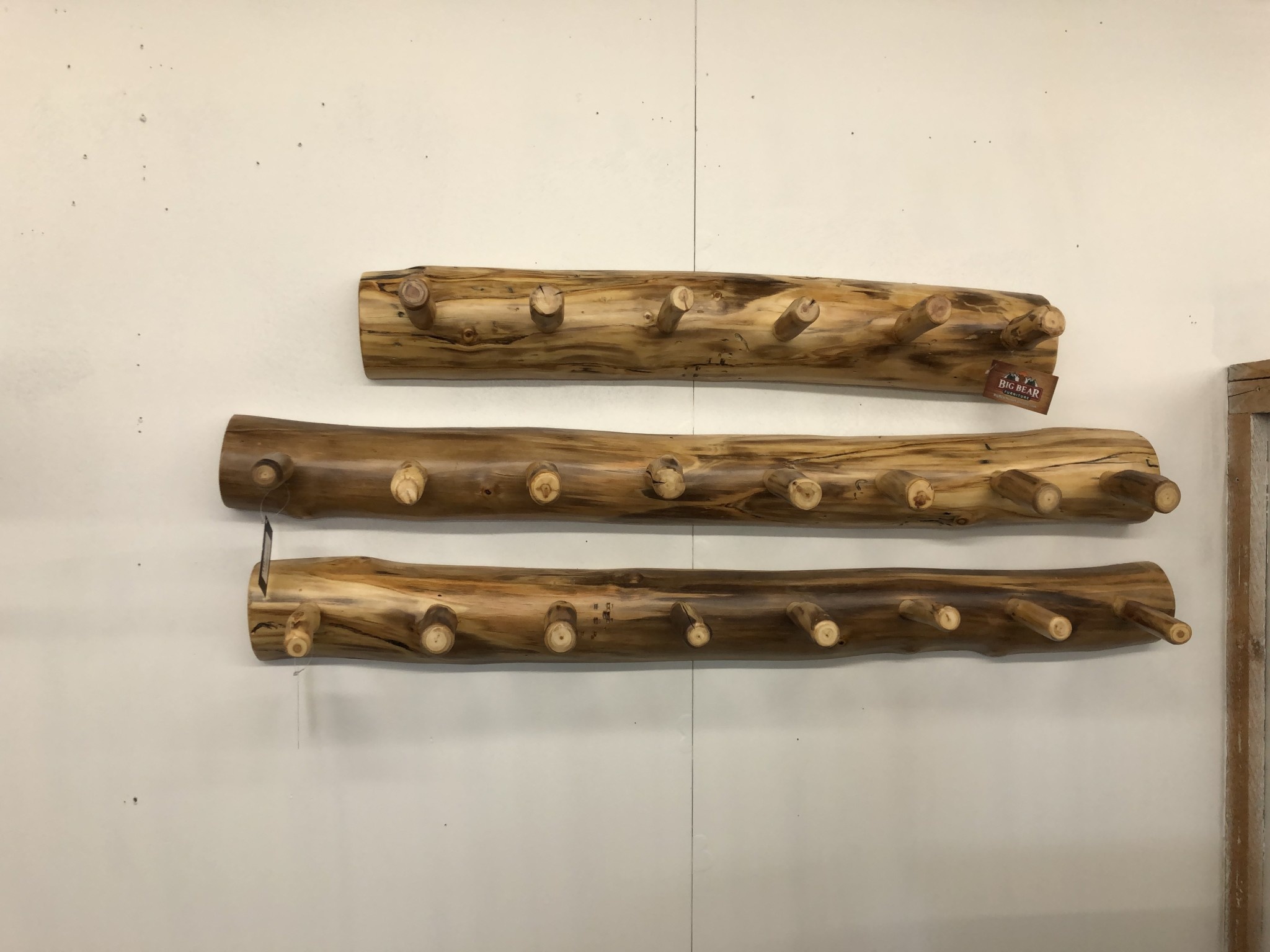 Rustic log Aspen Coat Rack 48"