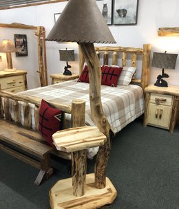 Rustic log Aspen Floor Lamp w/Shelf (BASE ONLY)