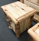 Rustic log Aspen Plain Nightstand with 2 Drawers