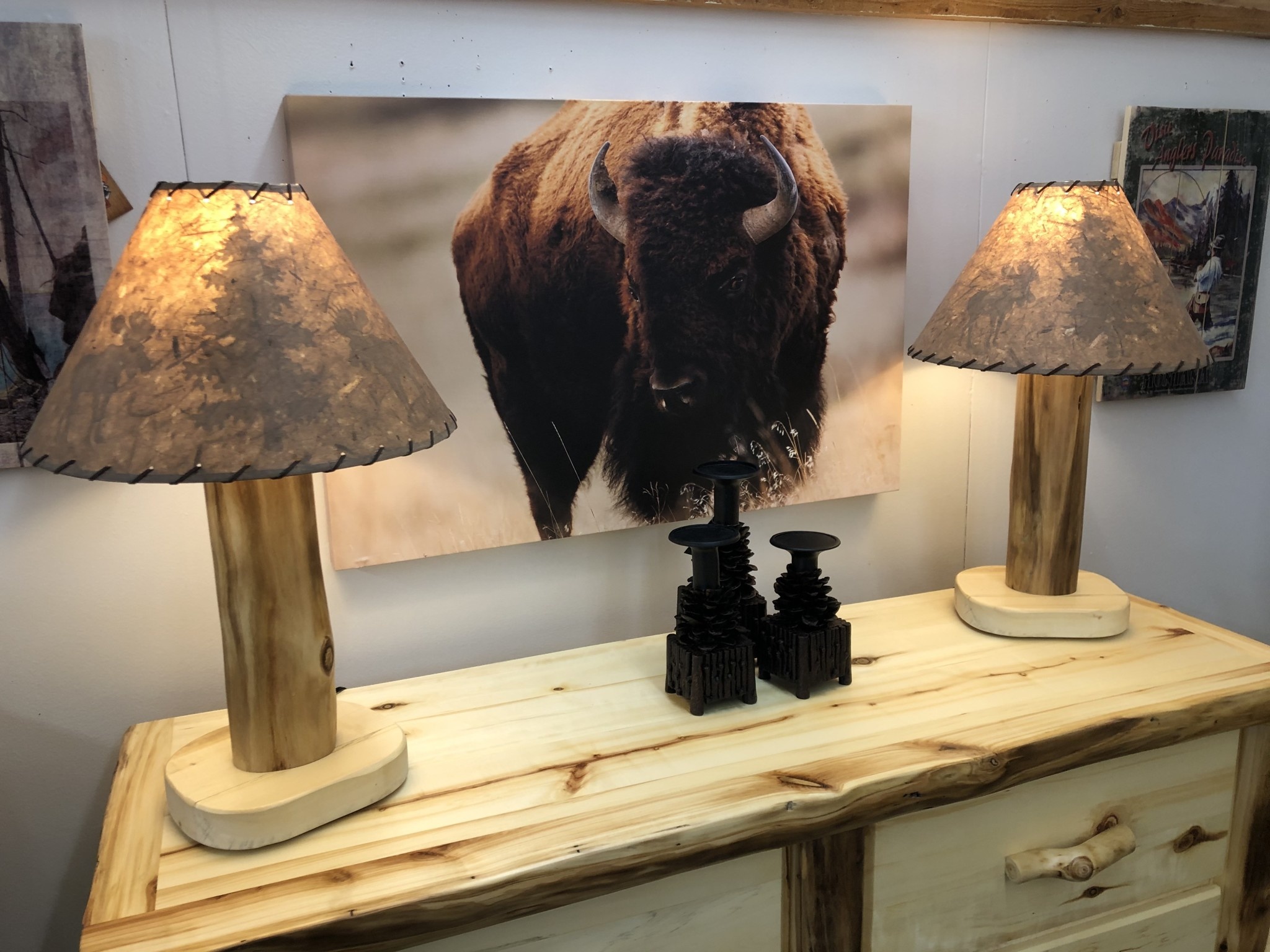 Rustic log Aspen Table Lamp  (BASE ONLY)