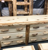 Rustic log Aspen Flat Front Log 6 Drawer Dresser 72"W