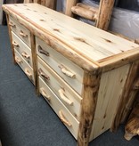 Rustic log Aspen Flat Front Log 6 Drawer Dresser 72"W