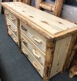 Rustic log Flat Front Log 6 Drawer Dresser 72"W