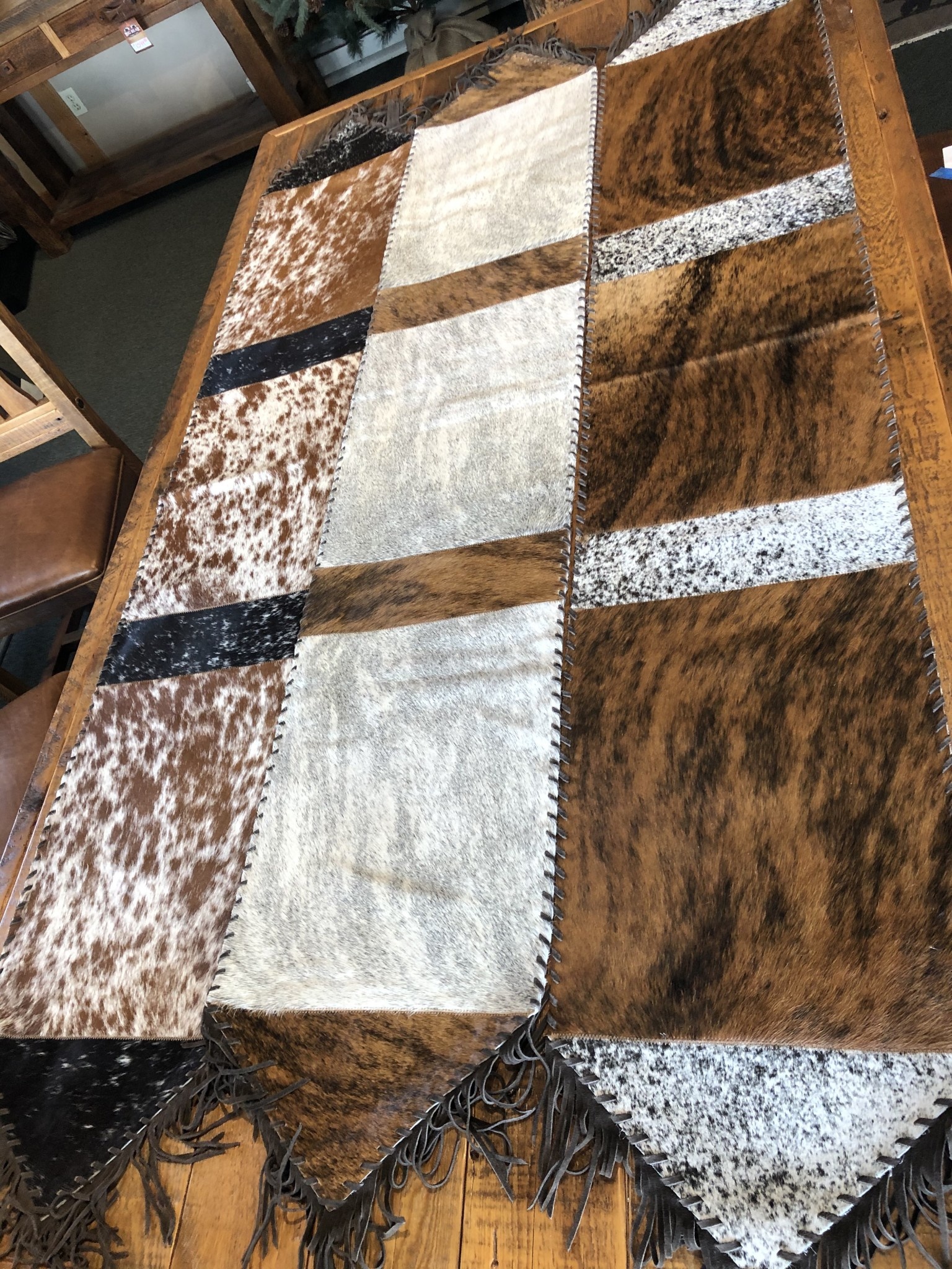 Gaucho Large Cowhide Table Runner 7' x 14"