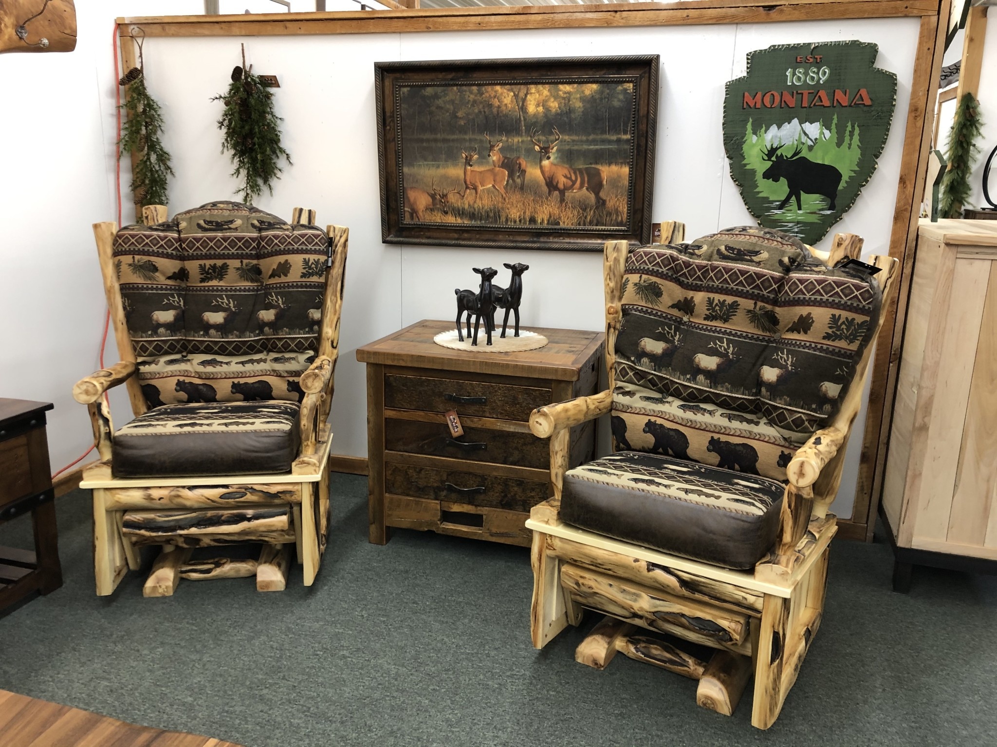 Rustic log Glider Rocker