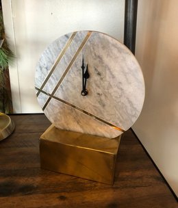 Uma S/Steel Marble Table Clock 8"W x 10"H****