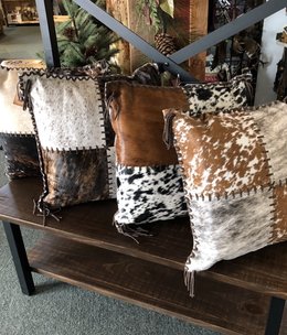 Gaucho 4 Panel, Laced Cowhide Pillow 20x20