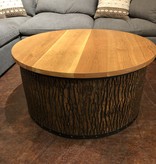 Green Gables Mossy Oak Carver Point Round Coffee Table w/Natural Bark-Cherry Top****D