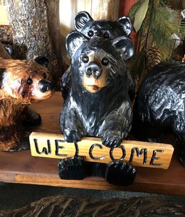 Wood Carving Outlet Small  12" Carved Welcome Bear
