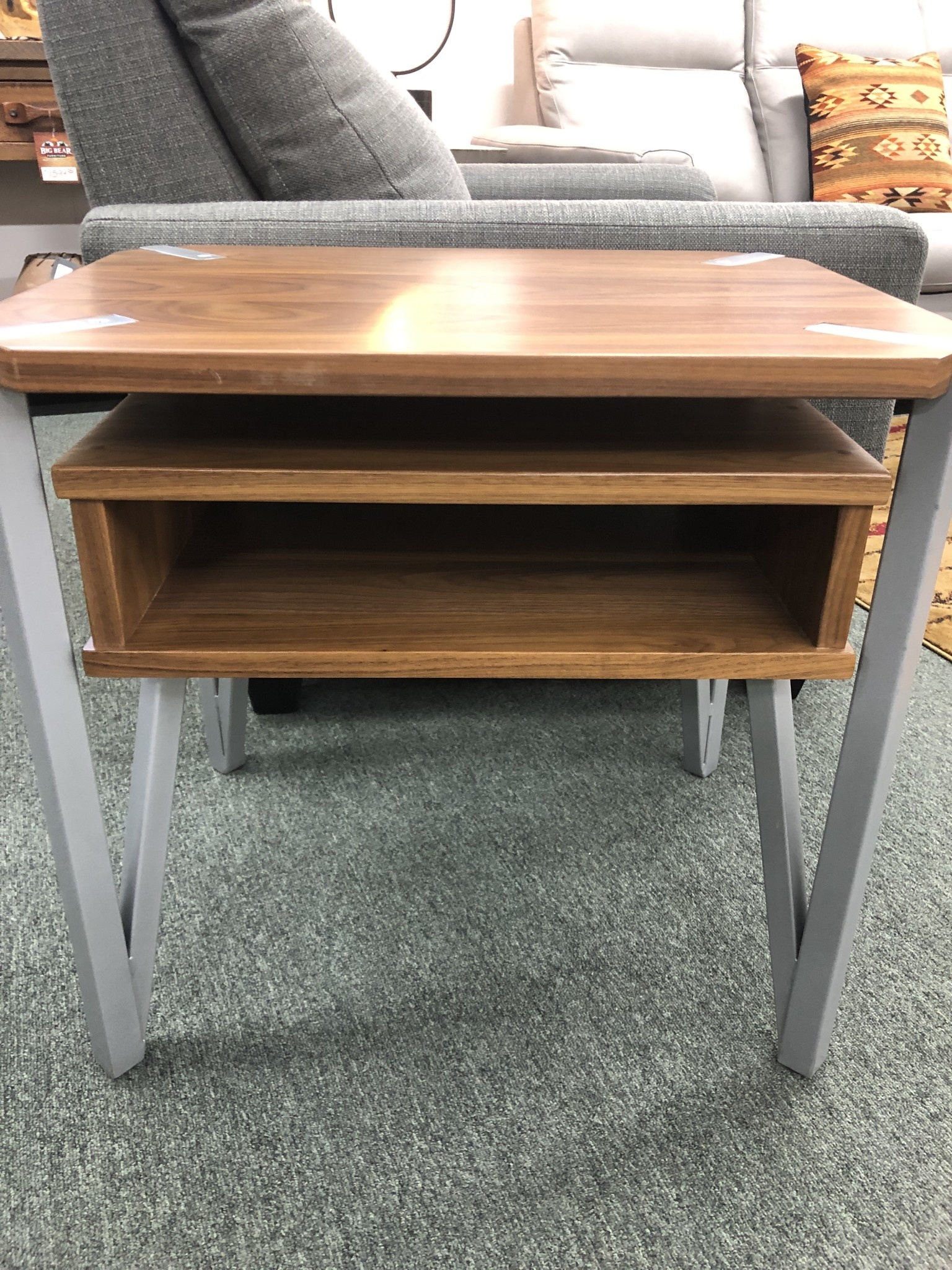 Green Gables Hampshire Side Table w/Open Area & Silver Accents