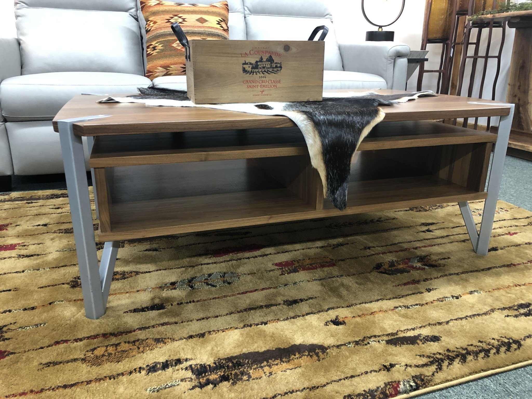 Green Gables Hampshire Coffee Table w/Open Area & Silver Metal