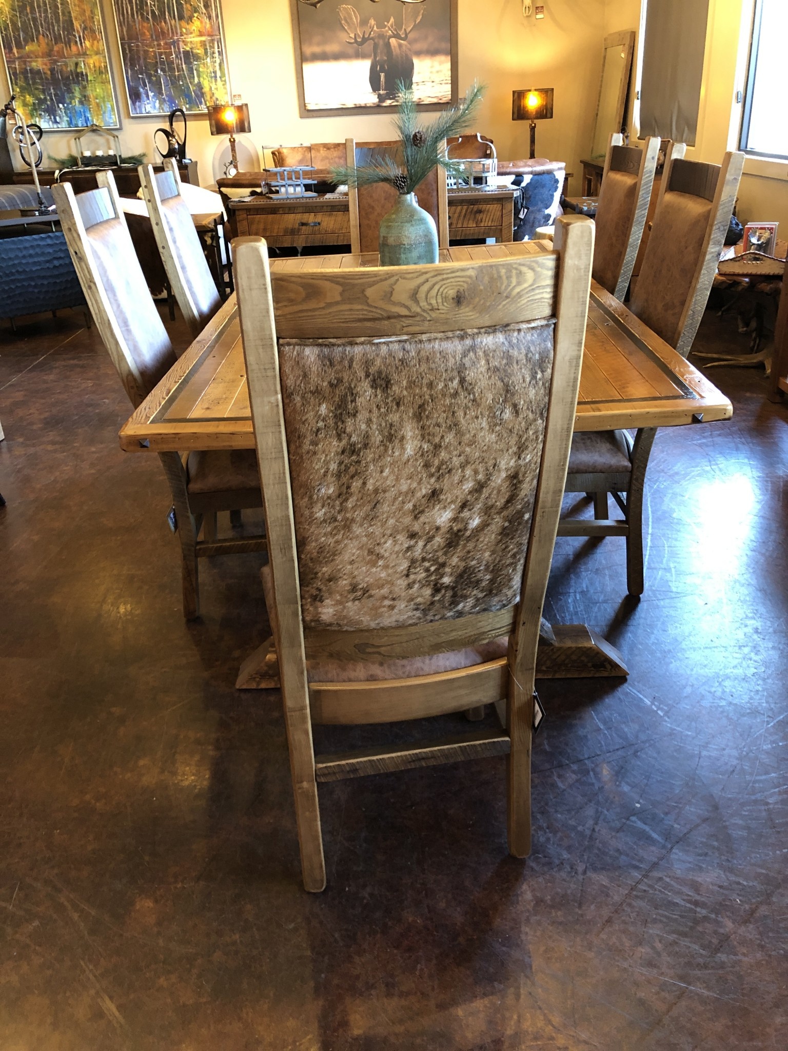 Co-ALBC Upholstered w/Hair on Hide Barnwood Chair