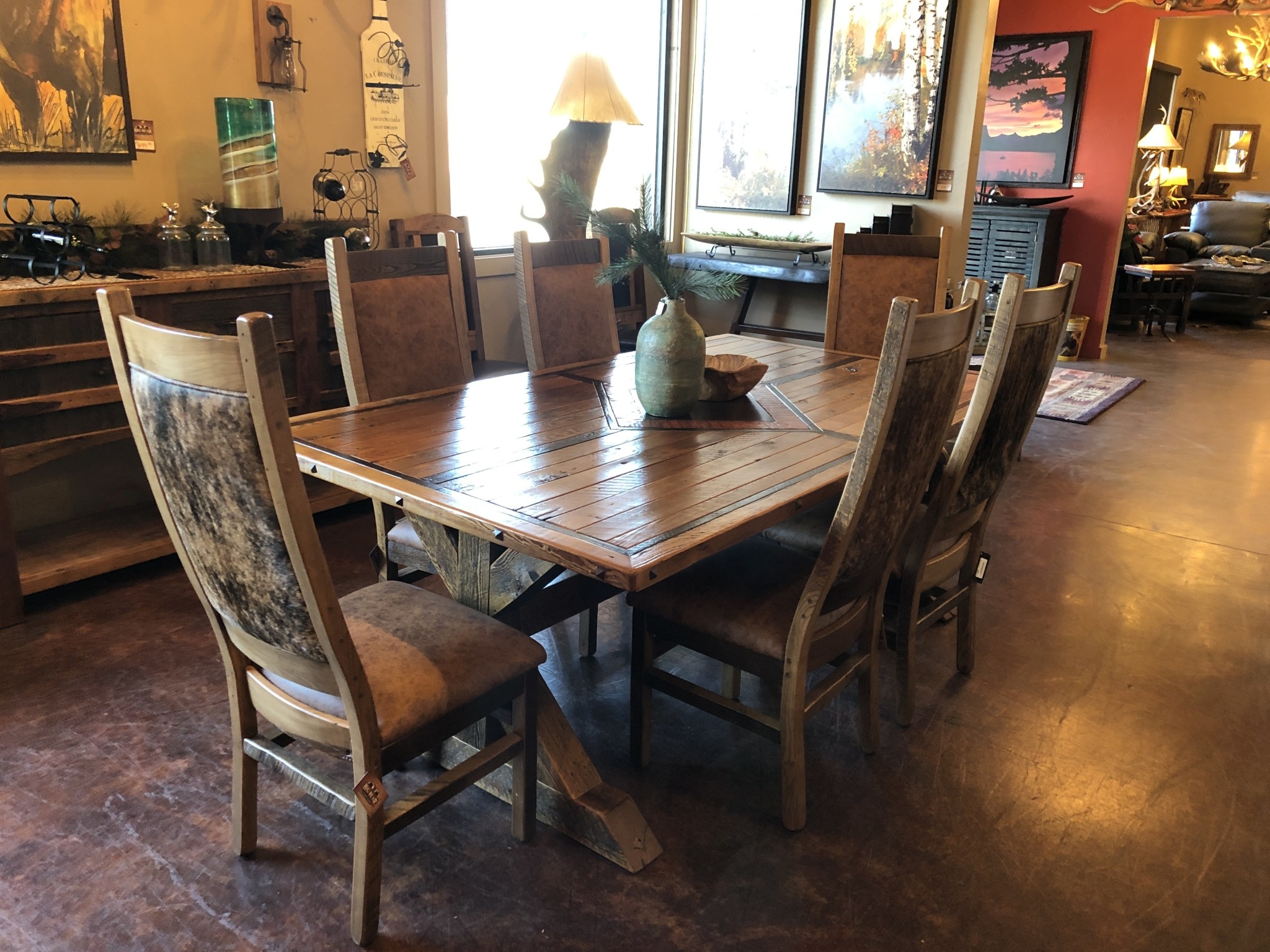 Co-ALBC Upholstered w/Hair on Hide Barnwood Chair