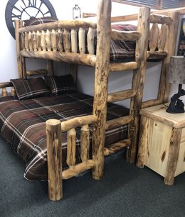 Rustic log Aspen Twin/Queen Bunk Bed
