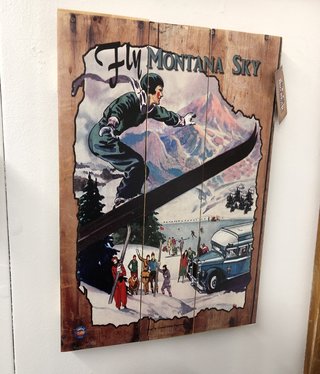 Classic Outdoor Magazines Fly Montana Sky (Ski) 14x20 Wood Sign