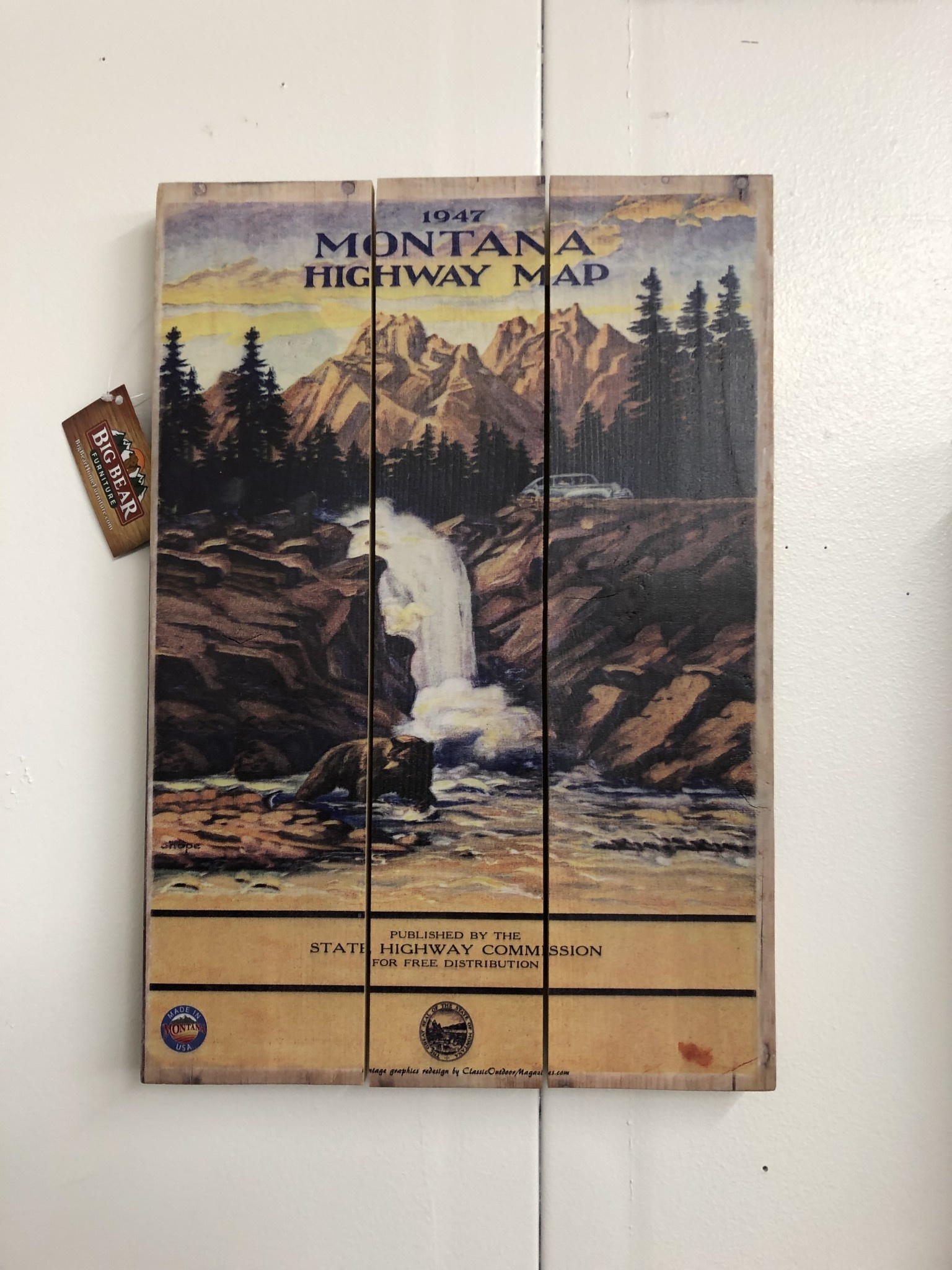 Classic Outdoor Magazines #9 1947 Montana Map 14x20 Wood Sign
