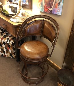Artisans Swivel Leather & Metal Bar Stool 30"