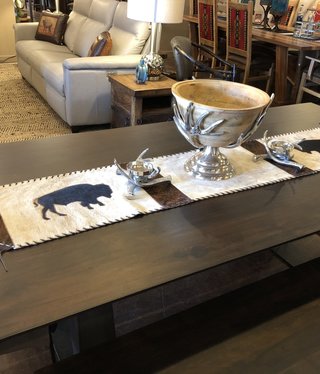 Gaucho Large Buffalo Cowhide Table Runner 7' x 14" Gaucho Large Buffalo Cowhide Table Runner 7' x 14"