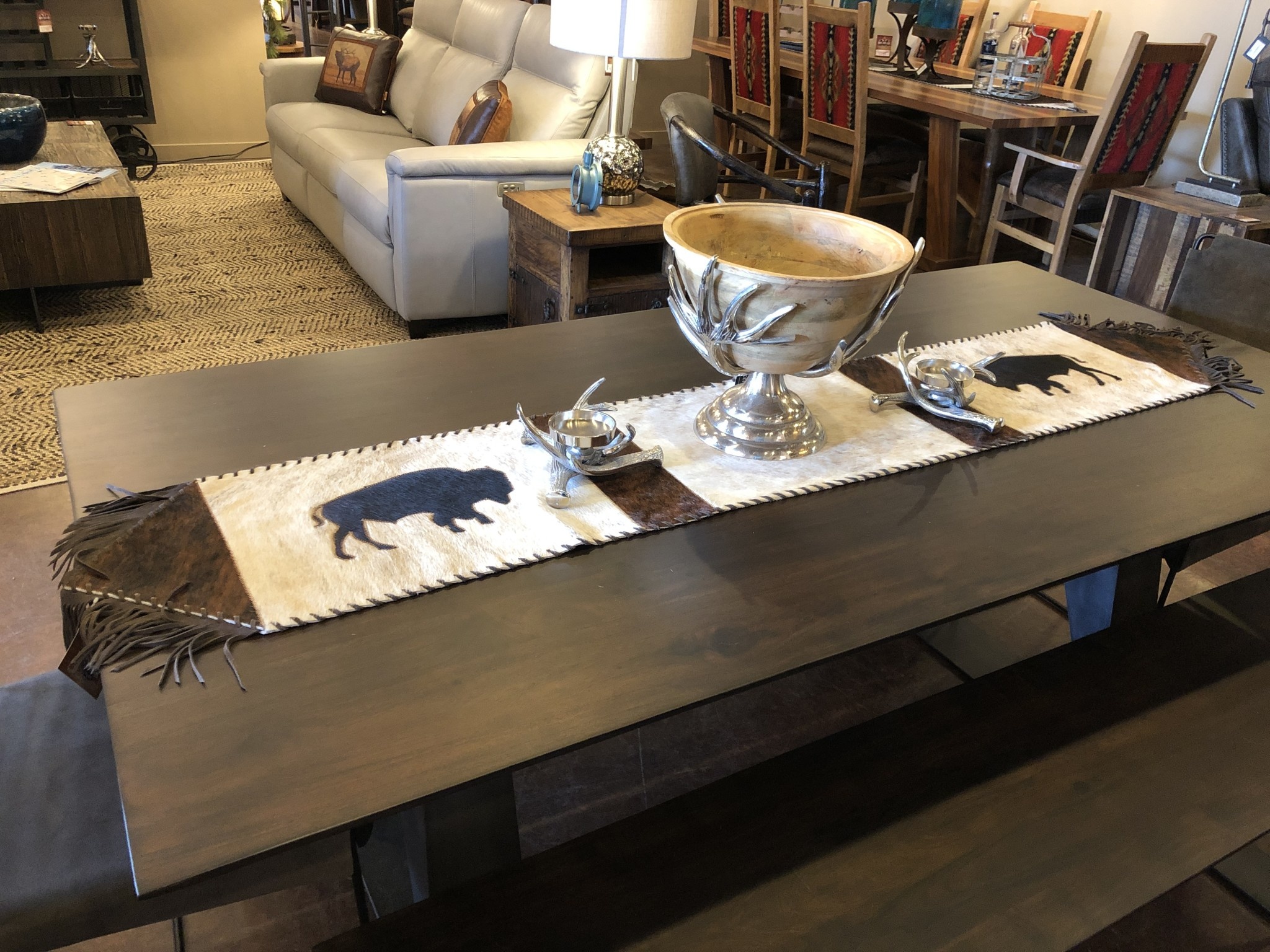 Gaucho Large Buffalo Cowhide Table Runner 7' x 14"
