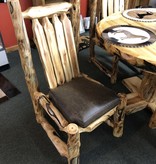 Rustic log Aspen Side Chair w/Upholstered Seat