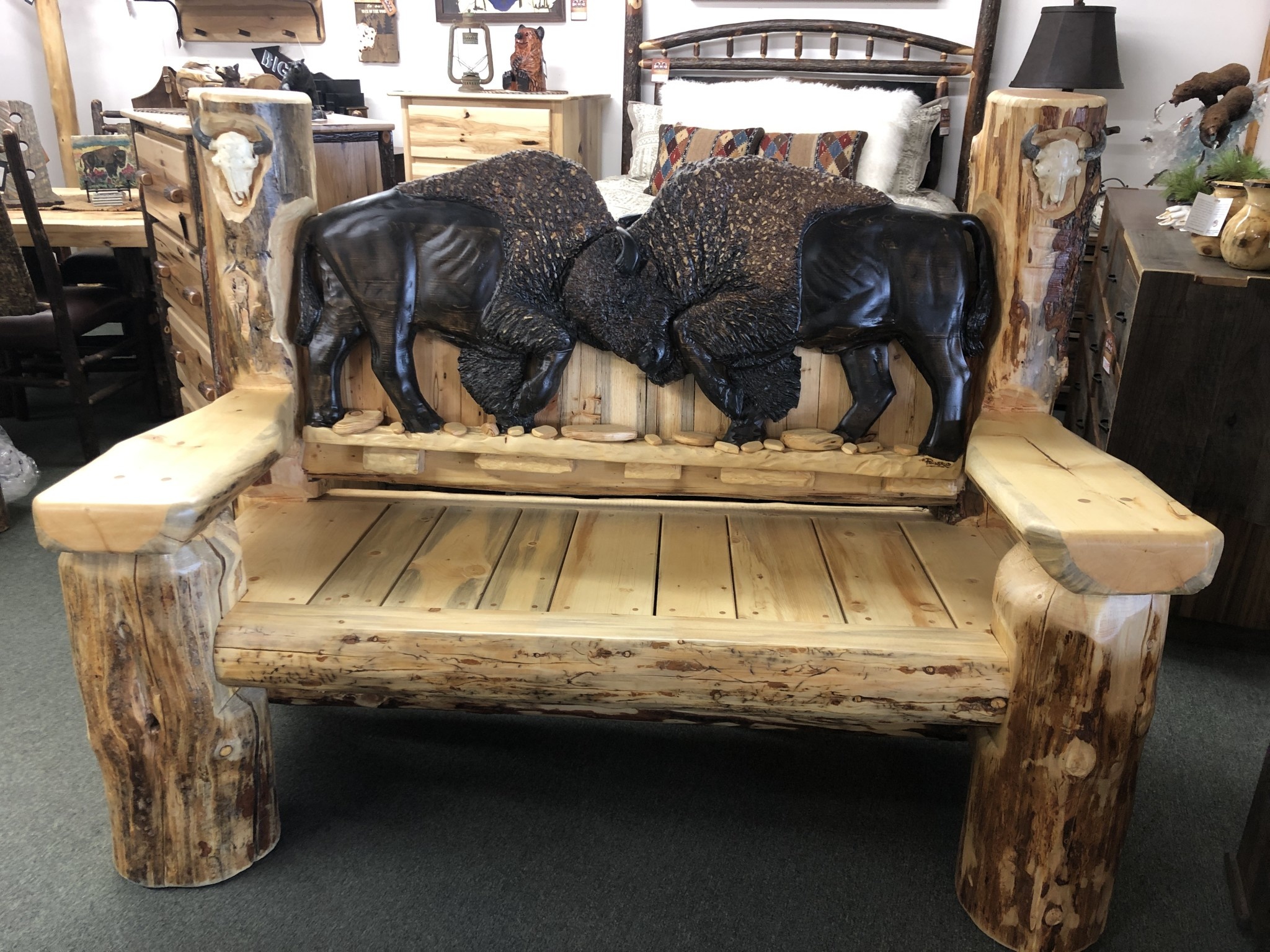 MCE Industries Handcarved Log Bench