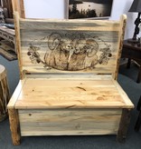 MCE Industries Rustic Entryway Storage Bench w/Back (artwork)