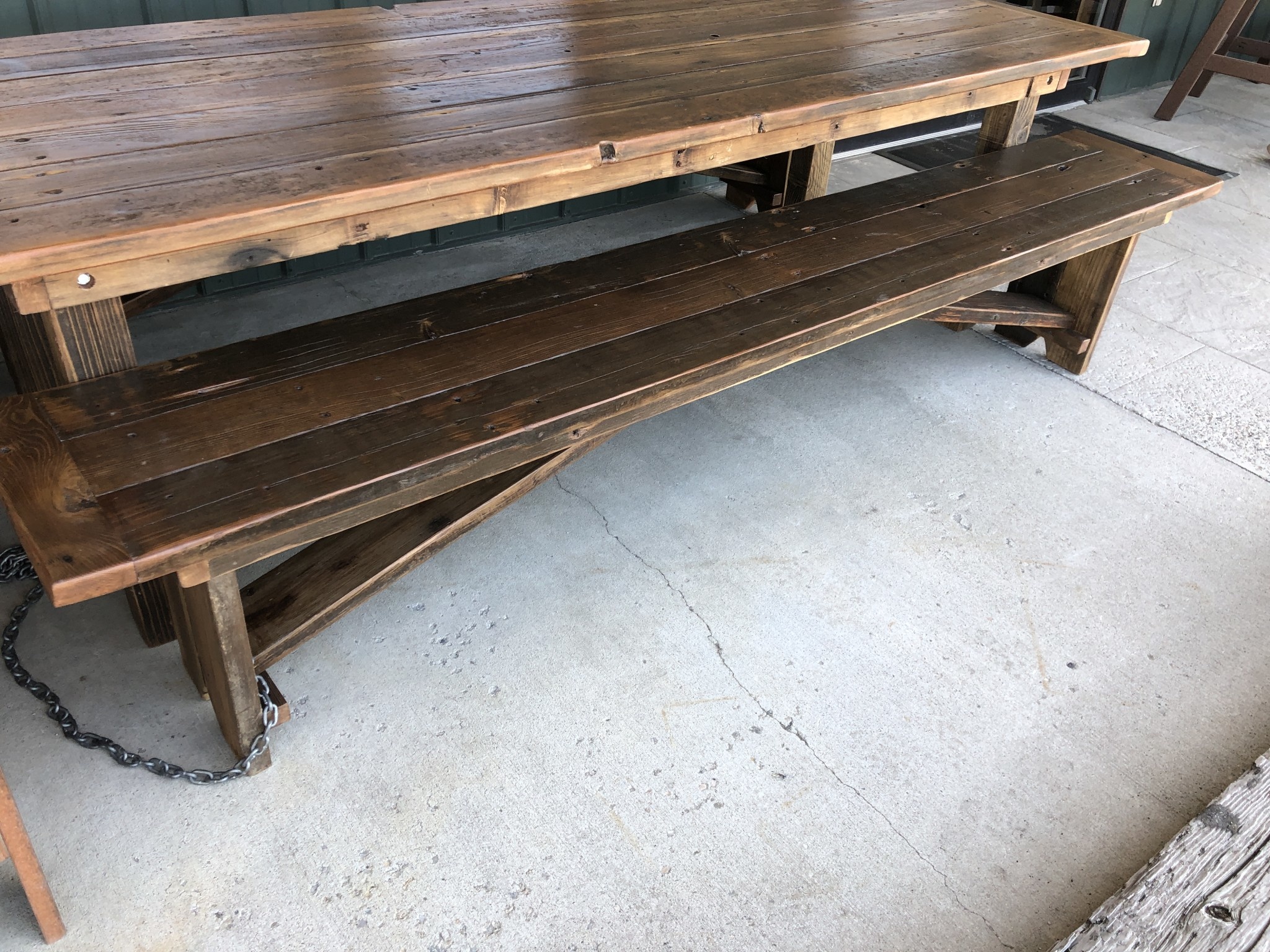 Stevenz Company 9' Reclaimed Redwood Harvest Bench