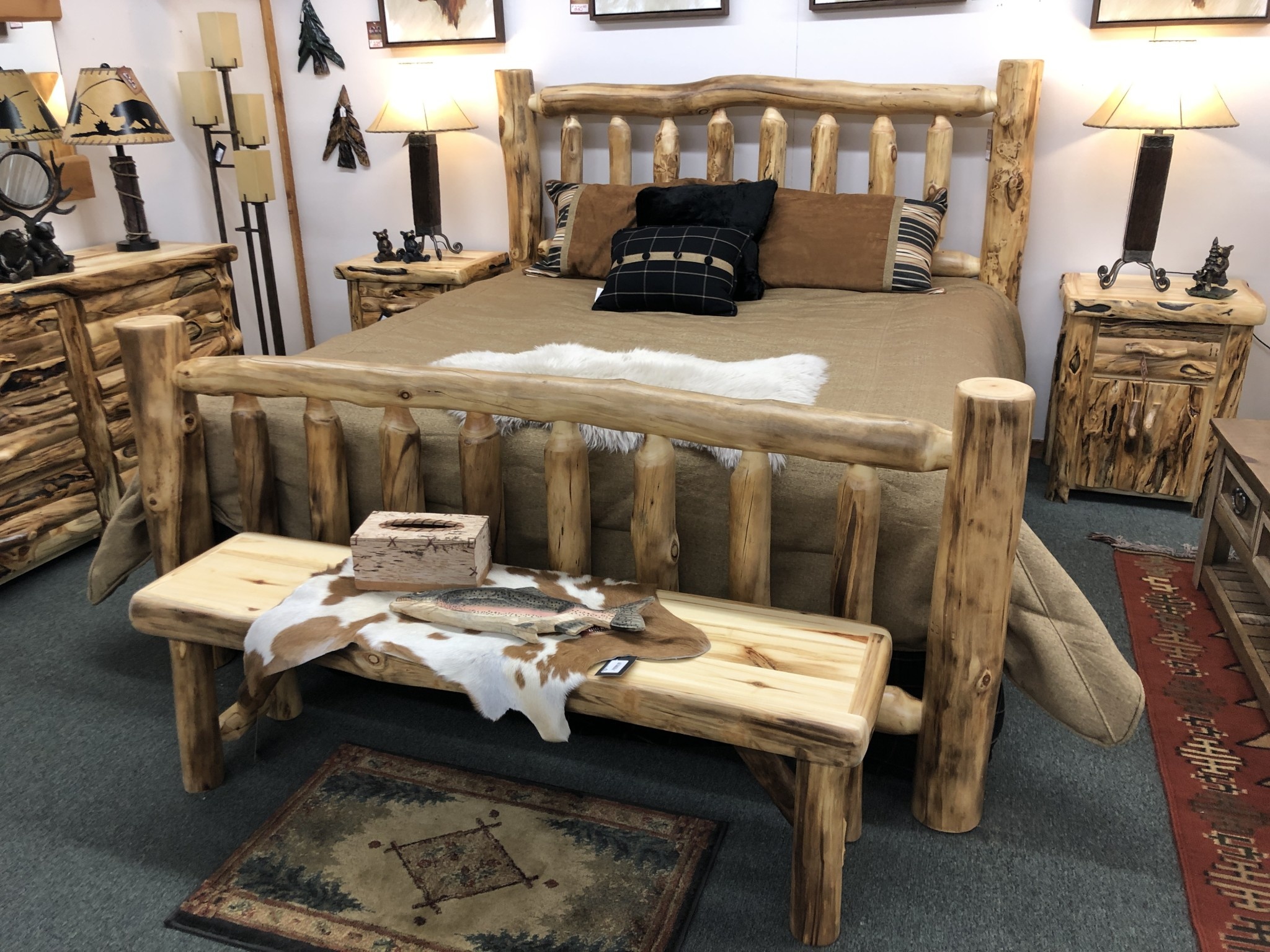 Rustic log Aspen KING Bed - Timberland