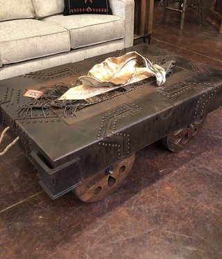 HTD Vintage Industrial Wheeled Coffee Table 48x32x17