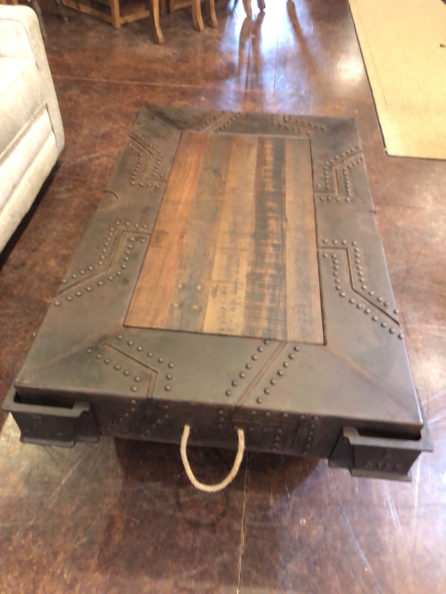 HTD Vintage Industrial Wheeled Coffee Table 48x32x17
