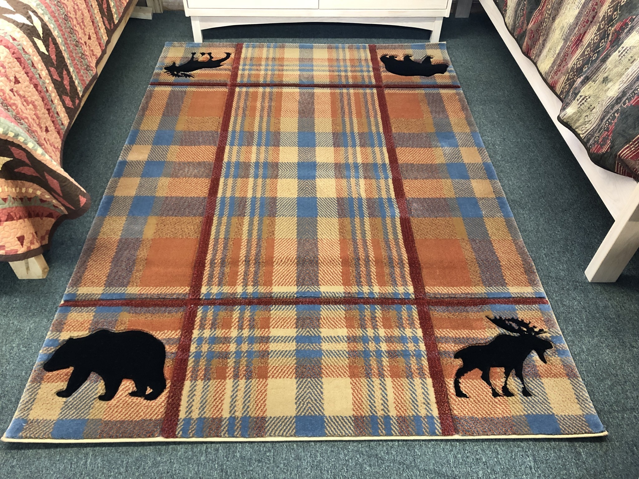 United Weavers Cottage Bear/Moose Plaid 5'3 x 7'6 Rug Big Bear Furniture