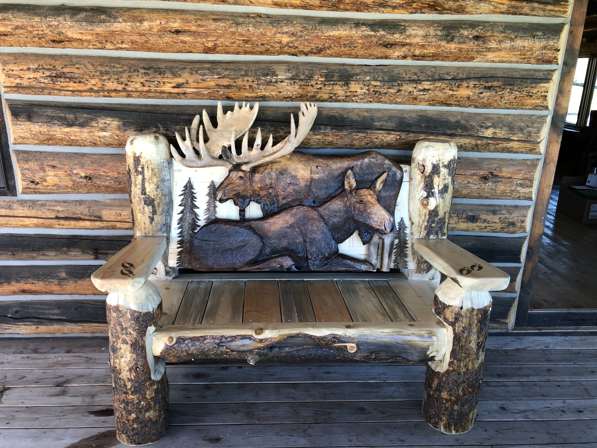 MCE Industries Handcarved Log Bench