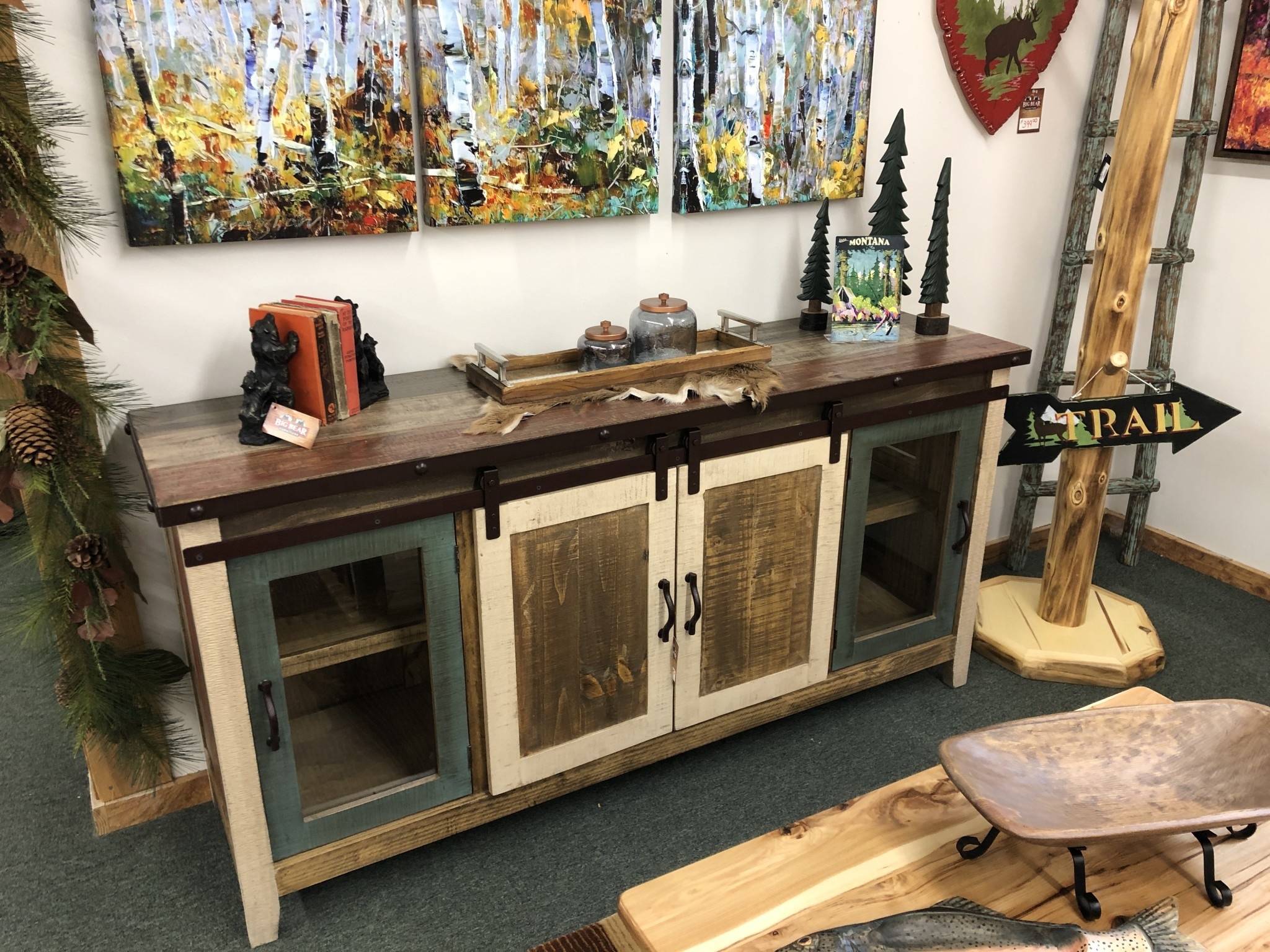 IFD 962 - 70" TV Stand Antique 70x19x35