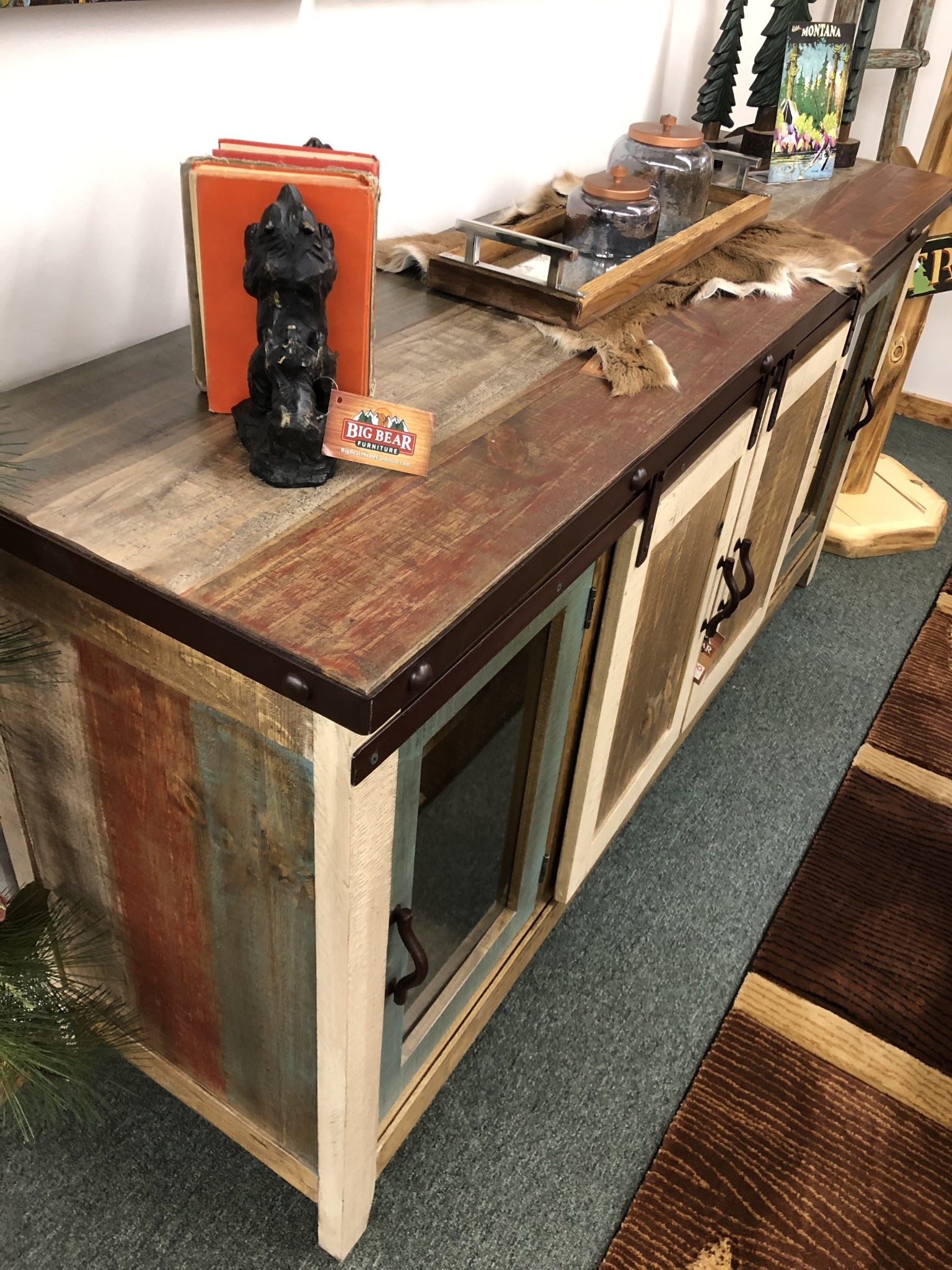 IFD 962 - 70" TV Stand Antique 70x19x35