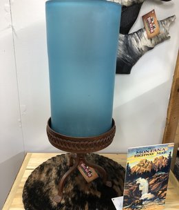 Artisans Braided Iron Base w/Turquoise Cylinder****