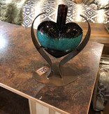 Artisans Glass Heart on Modern Iron Base