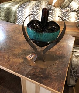 Artisans Glass Heart on Modern Iron Base