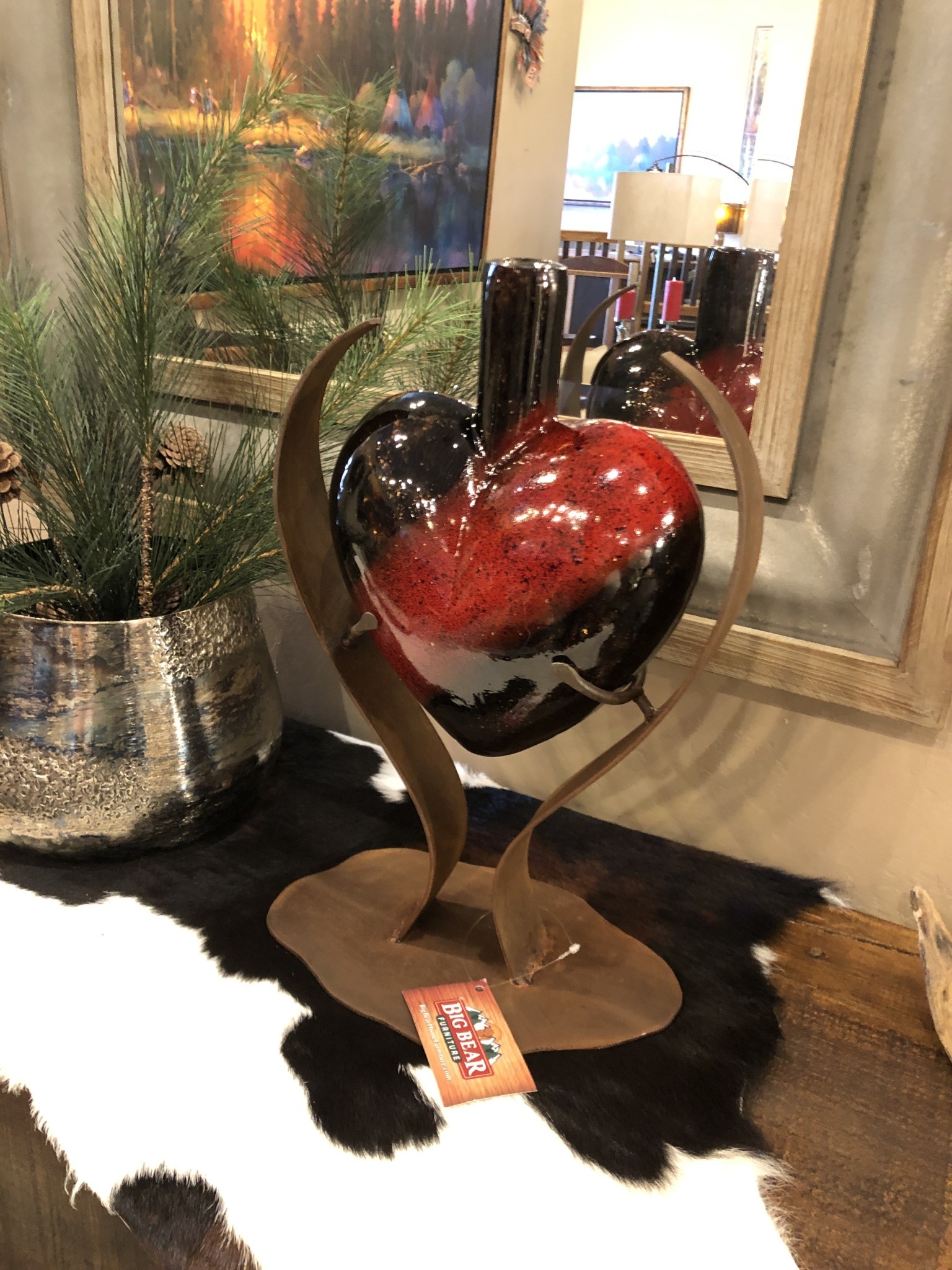 Artisans Glass Heart on Modern Iron Base