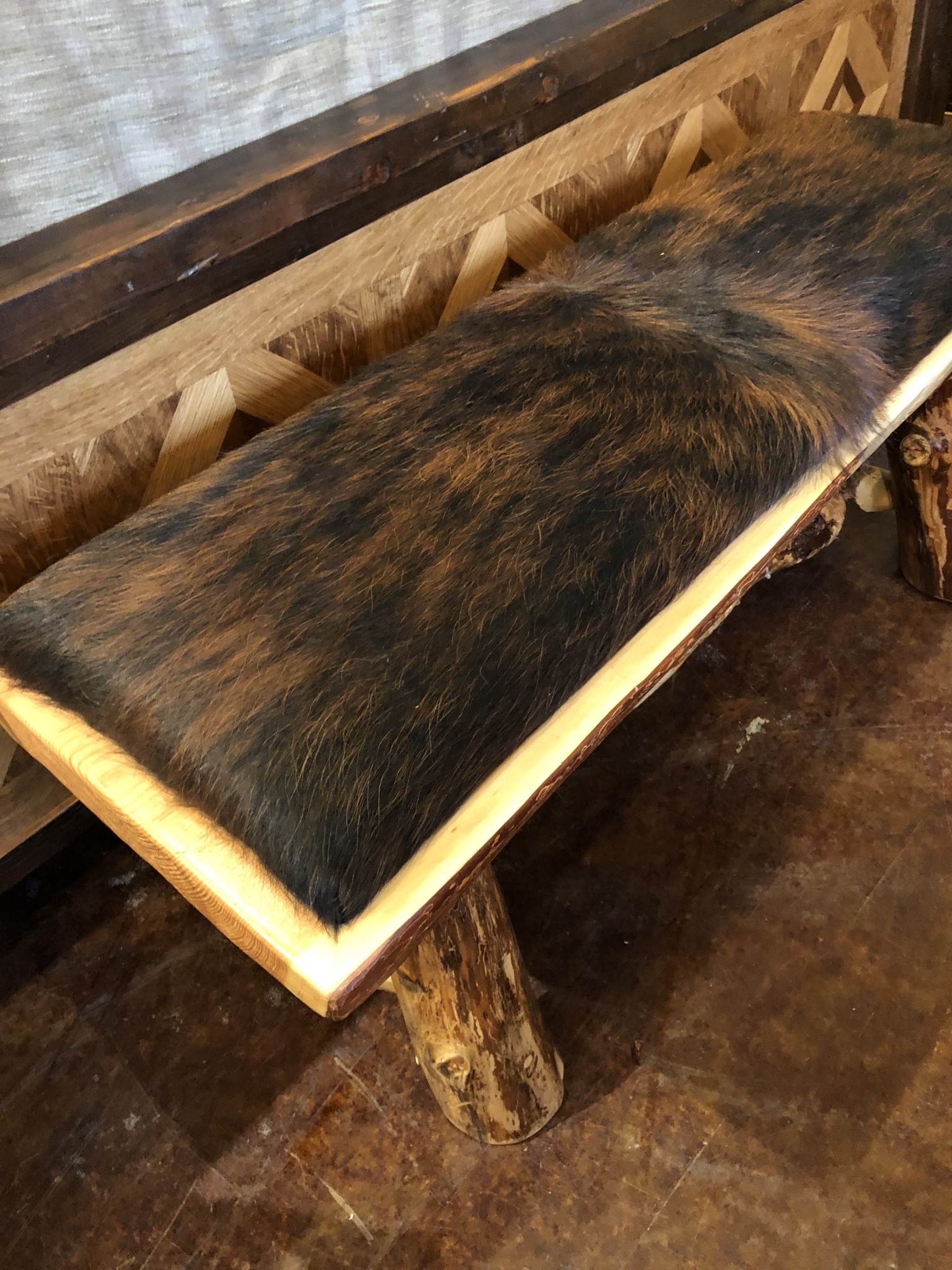 MCE Industries Rustic Bench with Cowhide (No Back)