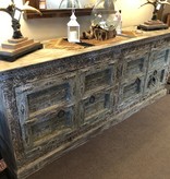 HTD Distressed White Carved Sideboard
