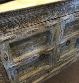 HTD Distressed White Carved Sideboard 93x19.5x37.5