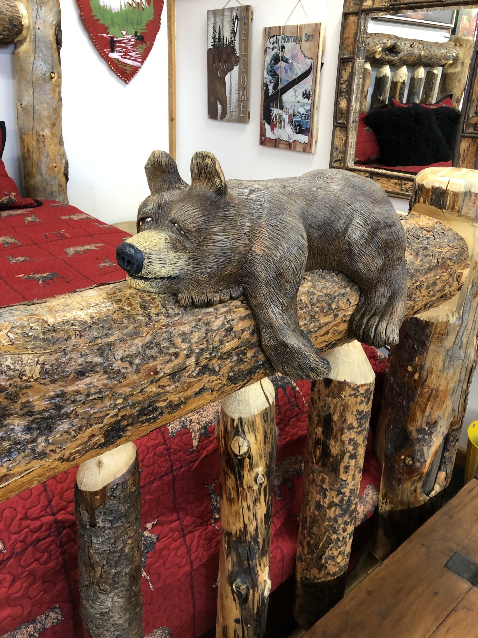 MCE Industries Pintler Range KING Log Bed w/Bears