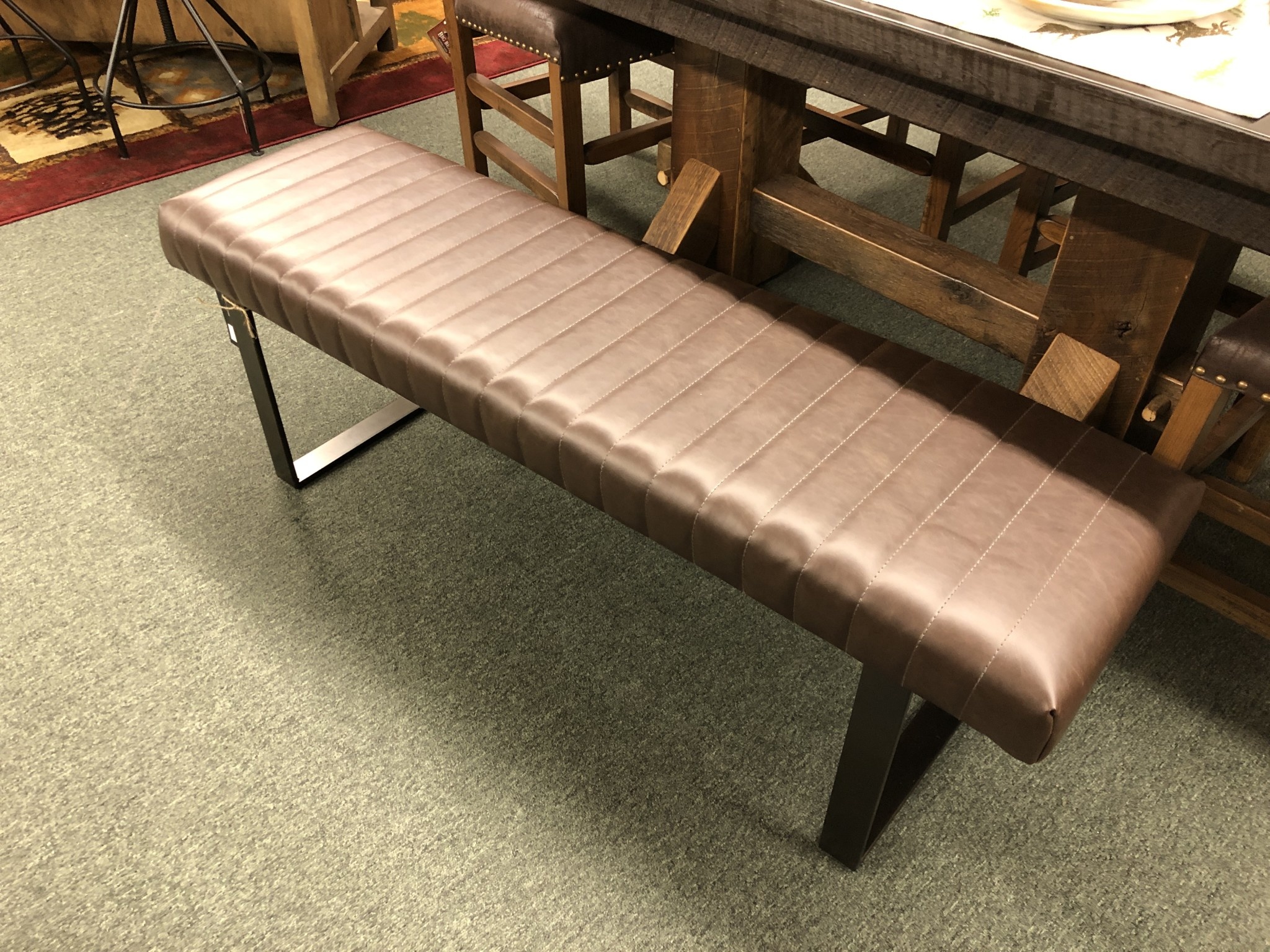 Crestview Rutledge Leather Bench 52x15x18