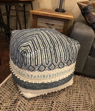 Uttermost Malibu Pouf, Blue  24W x19H x 24D