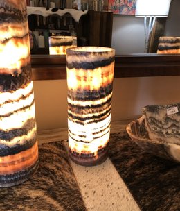 BS Trading 81 - Cylinder Onyx Lamp Multi Red Smooth Edge 12x4.5
