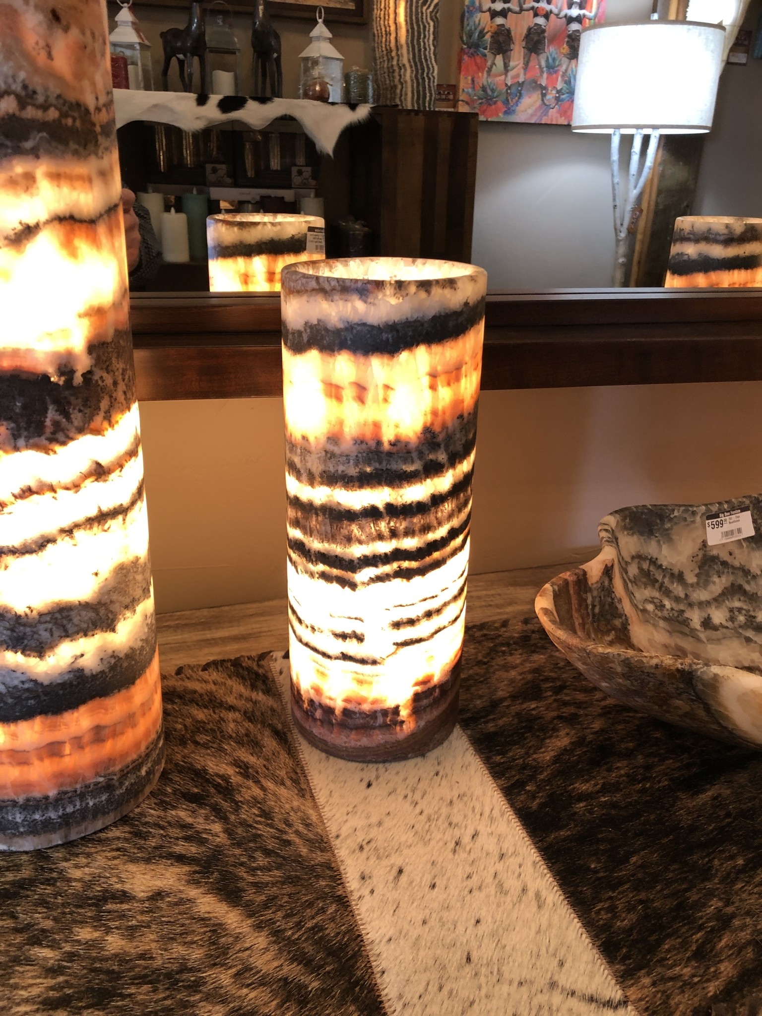 BS Trading 81 - Cylinder Onyx Lamp Multi Red Smooth Edge 12x4.5